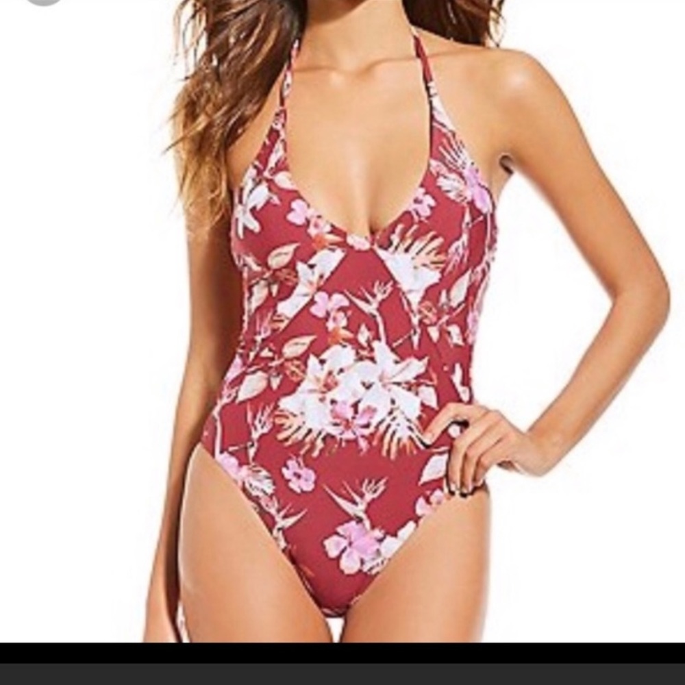 Gianni Bini Kailua One Piece Floral Soft Wine